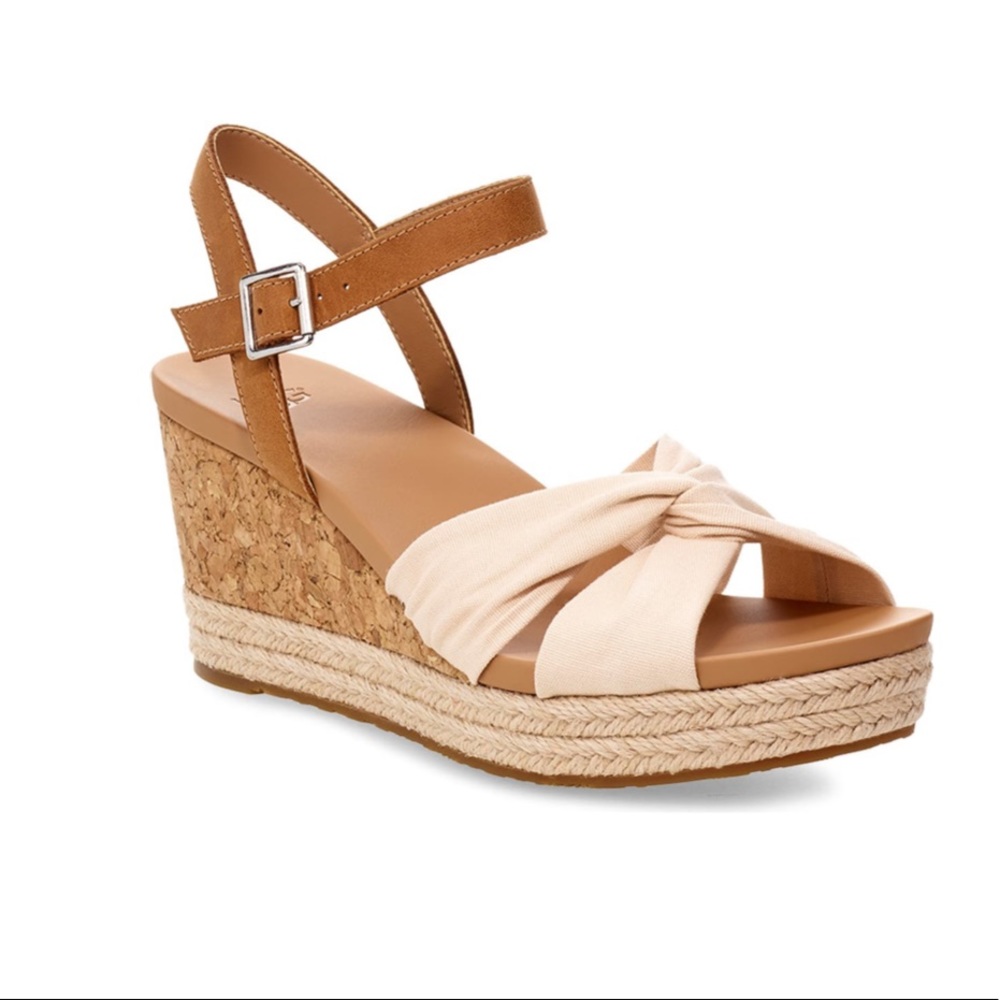Ugg Joslyn Wedge Sandals cream leather size 7